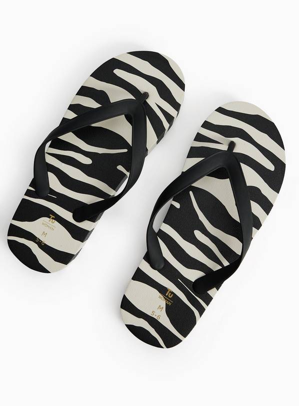 Zebra Print Flip Flops. S